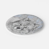 Keeshond Beth Painting - Niedliche Originalkunst d Pappteller (Schrägansicht)
