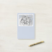 Keeshond Beth Painting - Niedliche Originalkunst d Post-it Klebezettel (Auf Schreibtisch)