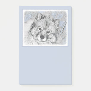 Keeshond Beth Painting - Niedliche Originalkunst d Post-it Klebezettel