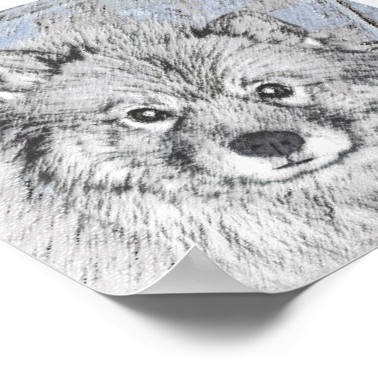 Keeshond Beth Painting - Niedliche Originalkunst d Poster (Ecke)
