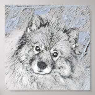 Keeshond Beth Painting - Niedliche Originalkunst d Poster