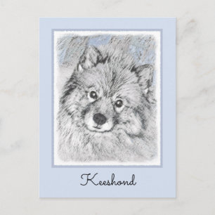 Keeshond Beth Painting - Niedliche Originalkunst d Postkarte