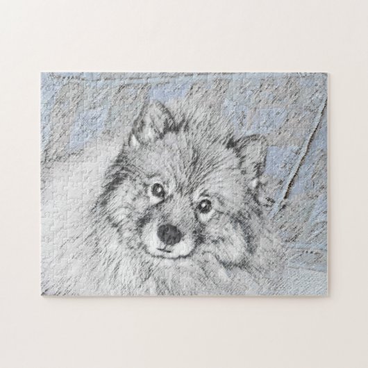 Keeshond Beth Painting - Niedliche Originalkunst d Puzzle (Horizontal)