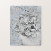 Keeshond Beth Painting - Niedliche Originalkunst d Puzzle (Vertikal)