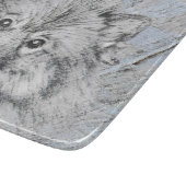 Keeshond Beth Painting - Niedliche Originalkunst d Schneidebrett (Ecke)