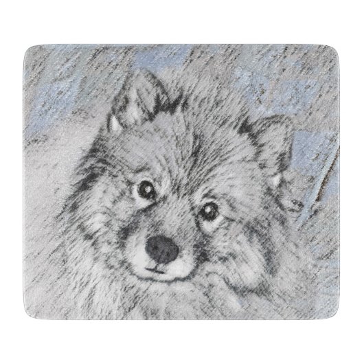 Keeshond Beth Painting - Niedliche Originalkunst d Schneidebrett (Vorderseite)