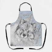 Keeshond Beth Painting - Niedliche Originalkunst d Schürze (Vorderseite)