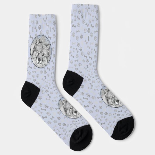 Keeshond Beth Painting - Niedliche Originalkunst d Socken (Rechts)