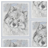 Keeshond Beth Painting - Niedliche Originalkunst d Stoff (Nahaufnahme)