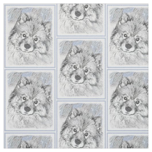 Keeshond Beth Painting - Niedliche Originalkunst d Stoff (Muster)