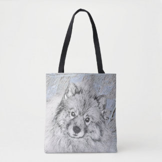 Keeshond Beth Painting - Niedliche Originalkunst d Tasche