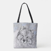 Keeshond Beth Painting - Niedliche Originalkunst d Tasche (Rückseite)