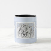 Keeshond Beth Painting - Niedliche Originalkunst d Tasse (Zentrum)