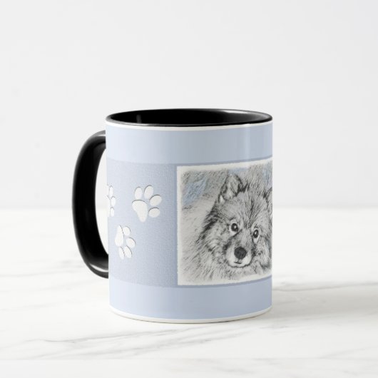 Keeshond Beth Painting - Niedliche Originalkunst d Tasse (Vorderseite Links)