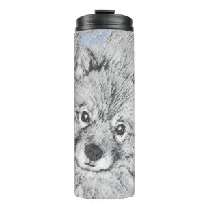 Keeshond Beth Painting - Niedliche Originalkunst d Thermosbecher