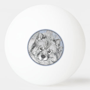Keeshond Beth Painting - Niedliche Originalkunst d Tischtennisball