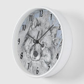 Keeshond Beth Painting - Niedliche Originalkunst d Uhr (Winkel)
