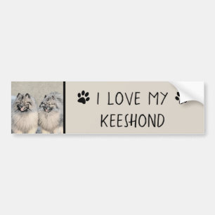 Keeshond Brothers Painting - Original Dog Art Autoaufkleber