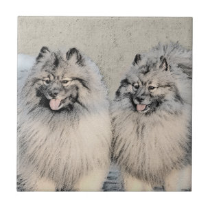 Keeshond Brothers Painting - Original Dog Art Fliese