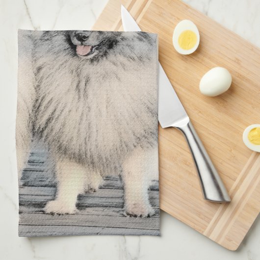 Keeshond Brothers Painting - Original Dog Art Geschirrtuch (Viertel Falte)