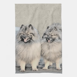 Keeshond Brothers Painting - Original Dog Art Geschirrtuch