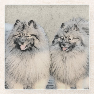 Keeshond Brothers Painting - Original Dog Art Glasuntersetzer