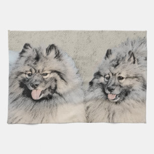 Keeshond Brothers Painting - Original Dog Art Handtuch