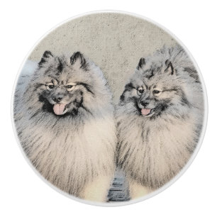 Keeshond Brothers Painting - Original Dog Art Keramikknauf