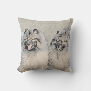 Keeshond Brothers Painting - Original Dog Art Kissen
