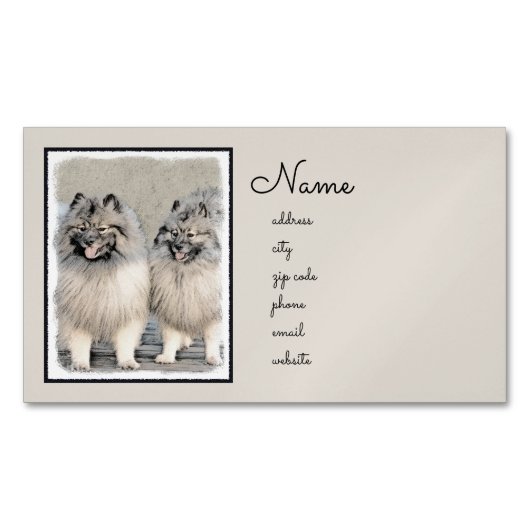 Keeshond Brothers Painting - Original Dog Art Magnetische Visitenkarte (Vorderseite)