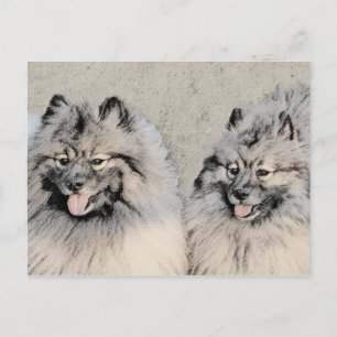 Keeshond Brothers Painting - Original Dog Art Postkarte