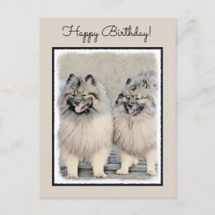 Keeshond Brothers Painting - Original Dog Art Postkarte