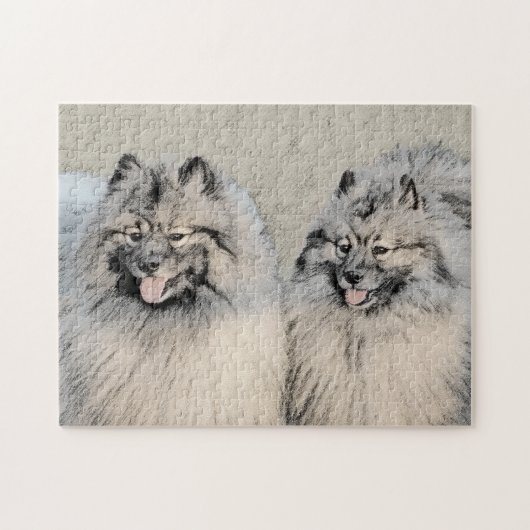 Keeshond Brothers Painting - Original Dog Art Puzzle (Horizontal)