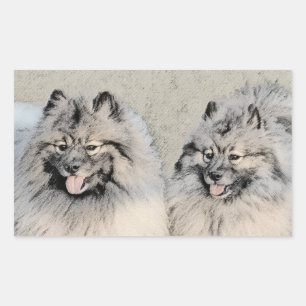 Keeshond Brothers Painting - Original Dog Art Rechteckiger Aufkleber
