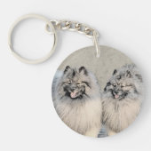Keeshond Brothers Painting - Original Hund Art Schlüsselanhänger (Vorderseite)