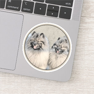 Keeshond Brüder Gemälde - Originale Hunde Kunst Aufkleber
