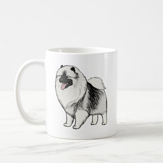 Keeshond Cartoon Dog | Niedlich Keesie Lover's Kaffeetasse (Links)