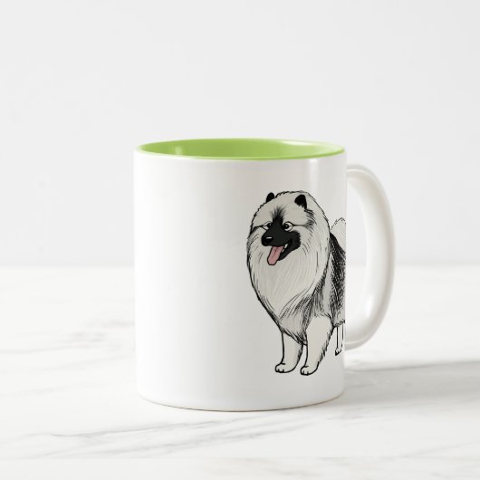 Keeshond Cartoon Dog | Niedlich Keesie Zweifarbige Tasse (VorderseiteRechts)