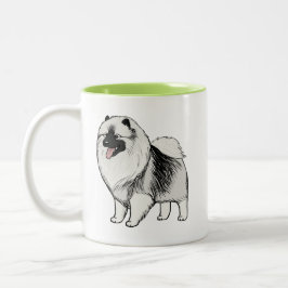 Keeshond Cartoon Dog | Niedlich Keesie Zweifarbige Tasse