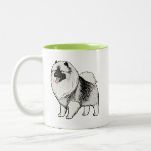 Keeshond Cartoon Dog   Niedlich Keesie Zweifarbige Tasse