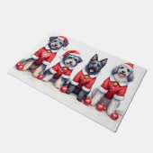 Keeshond Christmas Dress Santa Hat Fußmatte (Schrägansicht)