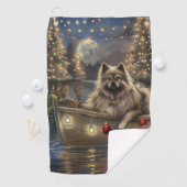 Keeshond Christmas Festive Voyage Golfhandtuch (Insitu)