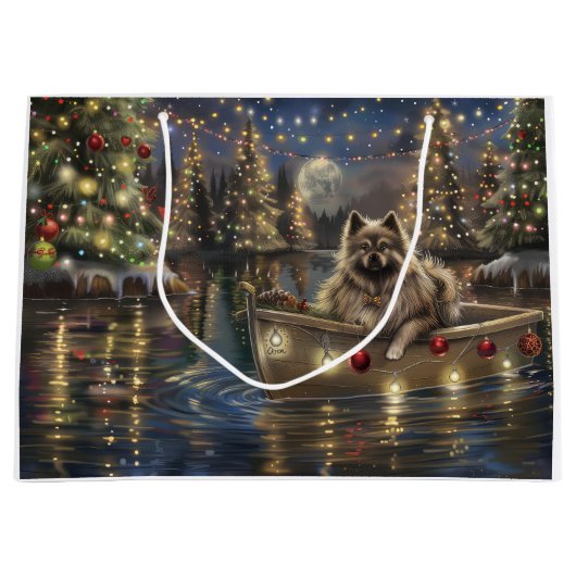 Keeshond Christmas Festive Voyage Große Geschenktüte (Vorderseite)