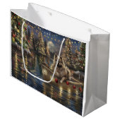 Keeshond Christmas Festive Voyage Große Geschenktüte (Vorderseite Schrägansicht)
