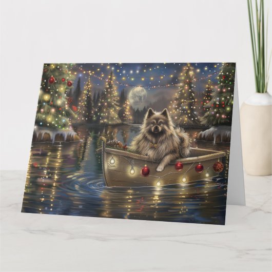 Keeshond Christmas Festive Voyage Karte (Vorderseite)