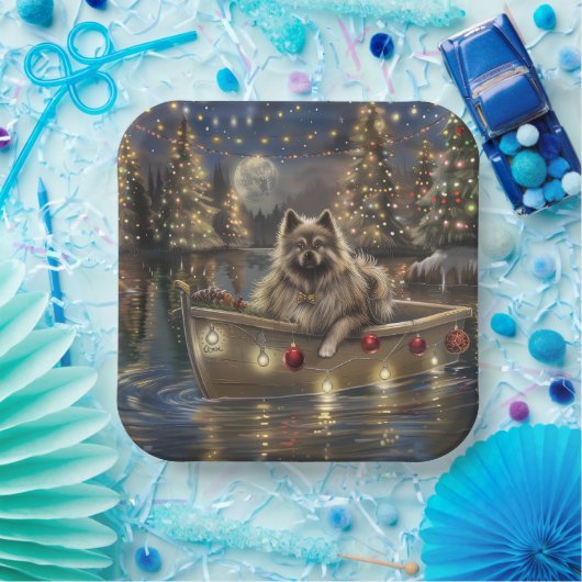Keeshond Christmas Festive Voyage Pappteller (Party)