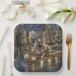 Keeshond Christmas Festive Voyage Pappteller