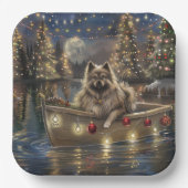 Keeshond Christmas Festive Voyage Pappteller (Vorderseite)