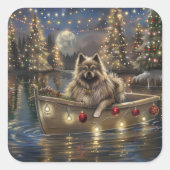Keeshond Christmas Festive Voyage Quadratischer Aufkleber (Vorderseite)