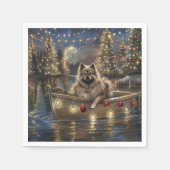 Keeshond Christmas Festive Voyage Serviette (Vorderseite)